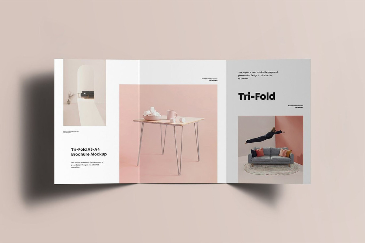Tri-Fold A5 Brochure Mock-up 3, an Advertising Mockup by Se٧enStudio (Photo 9 of 16)