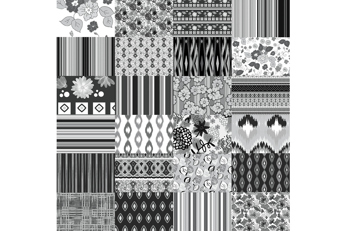 Grey Patchwork Patterns, a Pattern Graphic by Sharon Schwalbe