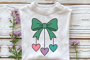 Bow and Dangling Hearts PNG, an Illustration by CraftArtStudio (Thumbnail 2 of 4)