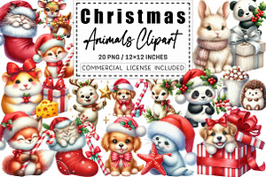 Cute Christmas Animals Clipart, a Graphic by CitraGraphics