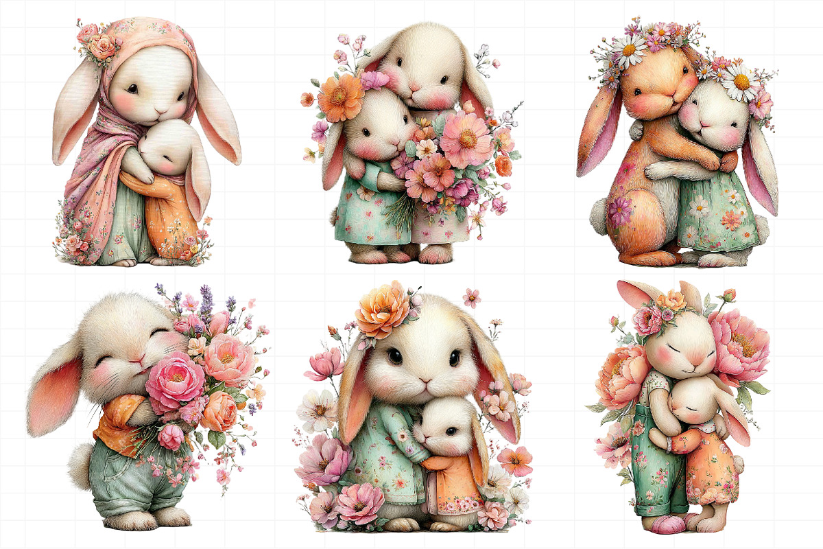 Whimsical Mother's Day Bunny Clipart, an Illustration by Daily.Designs (Photo 6 of 7)