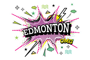 Edmonton Comic Text In Pop Art Style