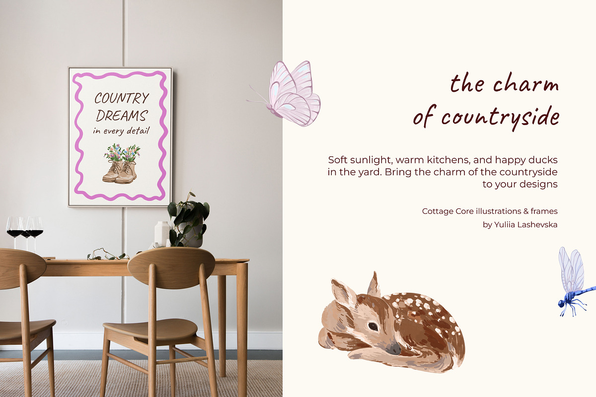 Cottage core illustrations & frames, a Decorative Illustration by Yuliia Lashevska (Photo 4 of 9)