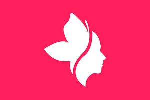 Feminine Women With Butterfly Logo