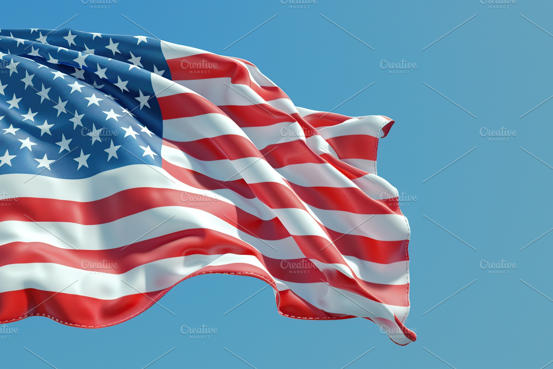 Independence day, waving american flag, a Photo by AlyaAnd