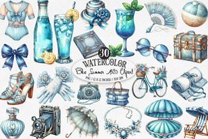 Blue Summer 1920 Clipart, an Illustration by Designking