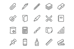 Line Stationery Icons, an Outline Icon by Davooda