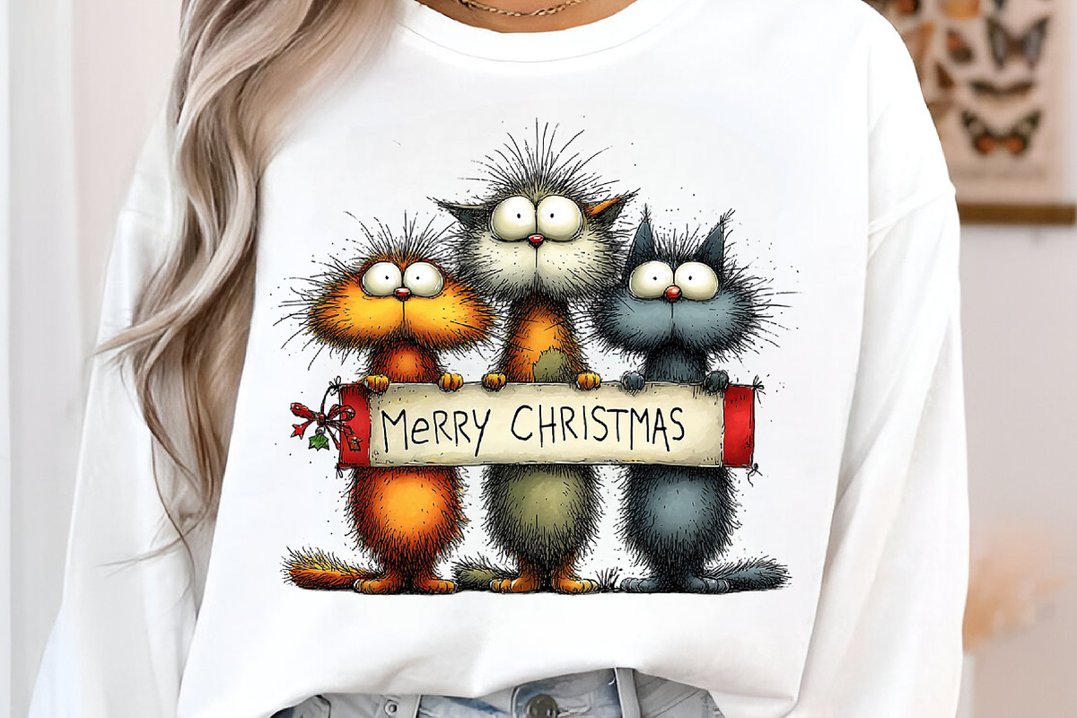 Merry Christmas,Quirky Christmas Cat, an Illustration by Libby Wishes (Photo 6 of 8)