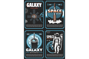 Space Exploring Retro Posters