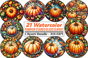 Round Pumpkin Stained Glass Clipart, an Illustration by DreamCafeArt (Thumbnail 1 of 5)