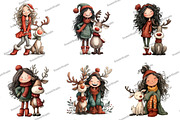 Girl Christmas deer Clipart, an Illustration by DreamArtGraphic (Thumbnail 4 of 5)