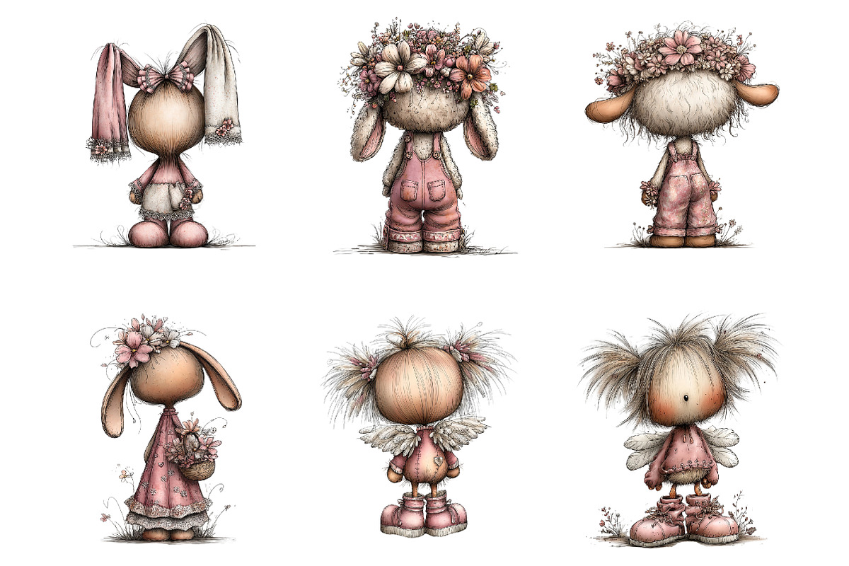 Whimsical spring back view animals, an Illustration by SinaCreation (Photo 4 of 11)