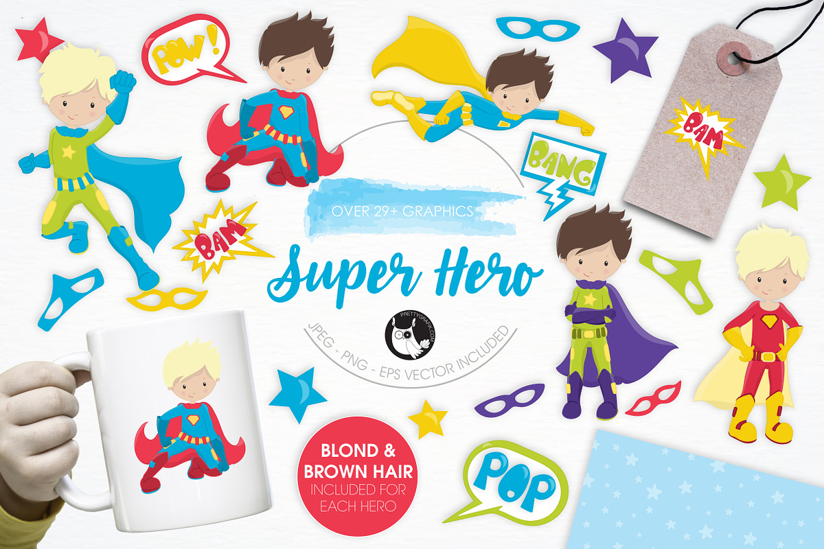 Super Hero illustration pack, an Illustration by PrettyBundles (Photo 1 of 5)