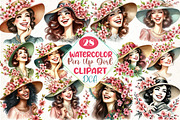 Spring Pin Up Girl Clipart, an Illustration by DreamCafeArt (Thumbnail 1 of 6)