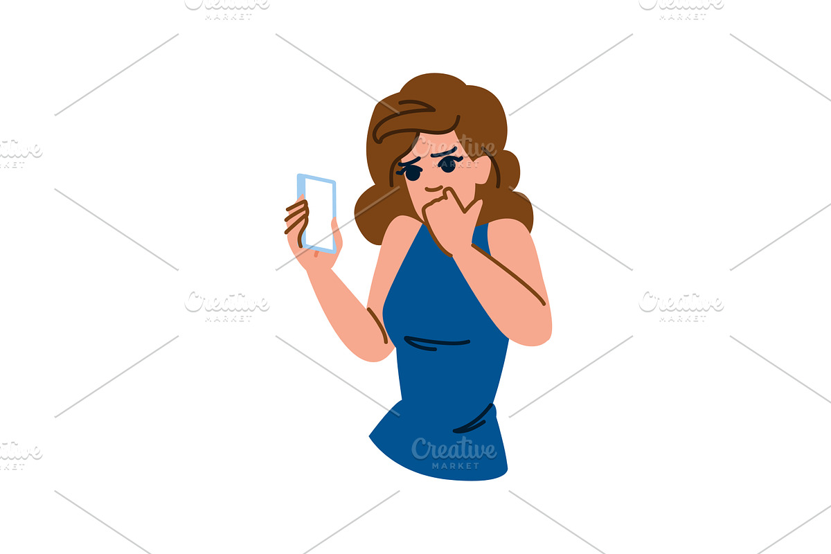 Woman reading shocking news on, a Technology Illustration by pikepicture