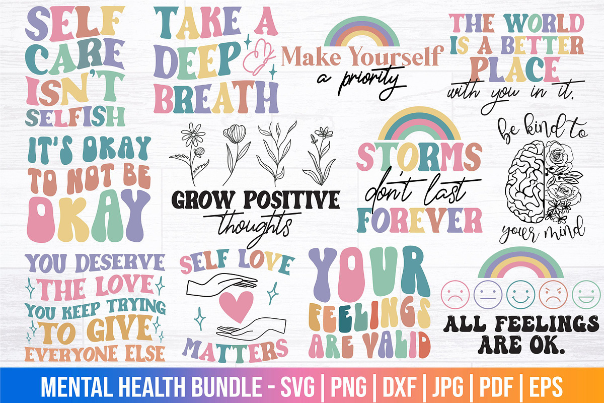 Mental Health SVG Bundle, a Healthcare Illustration by RossiGalleria