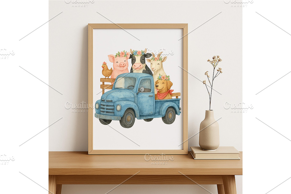 Farm Animal Pickup Truck Wall Art, a Background Graphic by LaseredNinja (Photo 2 of 7)