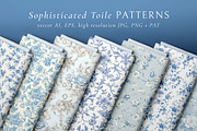 Floral Toile Print Design Patterns, a Pattern Graphic by Olya Creative (Thumbnail 3 of 26)