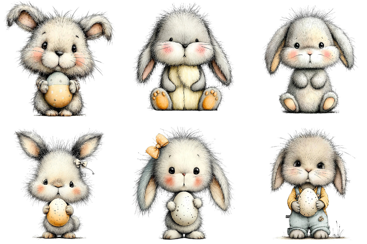 Whimsical Bunny Easter Clipart, an Illustration by Sublimation Artist (Photo 4 of 7)