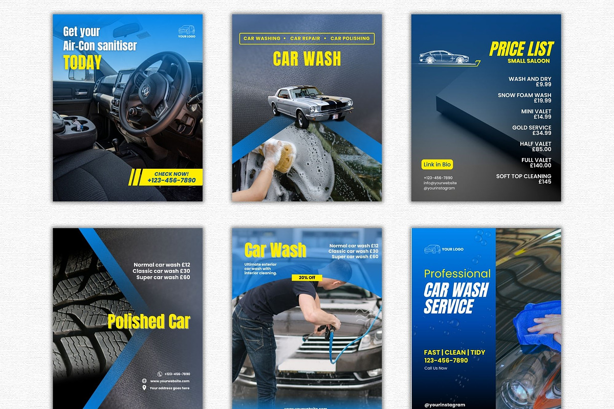 Car Wash Canva Templates Bundle, a Social Media Template by Talipic Designs (Photo 3 of 7)