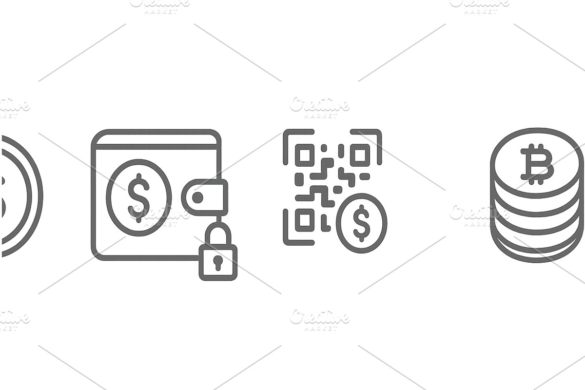Icons representing digital currency, a Finance Illustration by ZinetroN