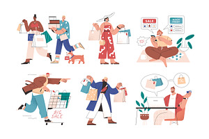 People shopping during sale set, a Person Illustration by Good Studio