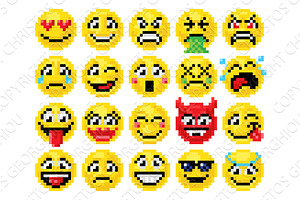 Pixel Art Emoji Emoticon Icon Set, an Emoji Icon by Christos Georghiou