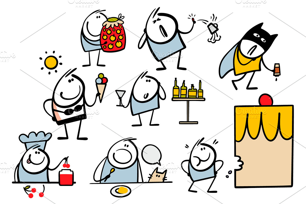 Cartoon food and drinks set 1., a Person Illustration by eka panova (Photo 6 of 6)