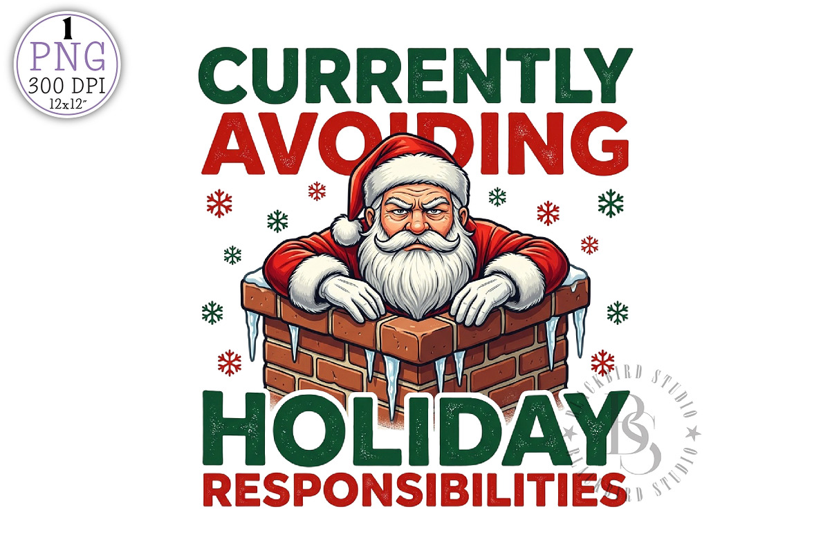 Funny Grumpy Santa PNG, an Object Graphic by Black Bird Studio (Photo 1 of 4)