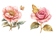 butterfly and Flower Clipart, an Illustration by Watercolor design (Thumbnail 5 of 5)