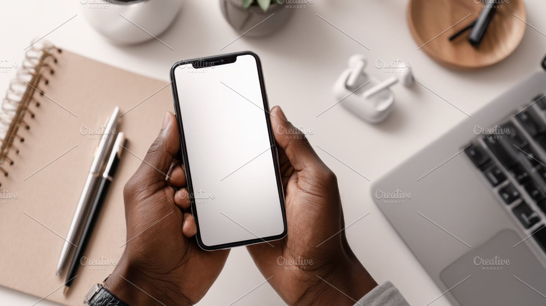 Hands with a blank phone, a Photo by Beautiful things