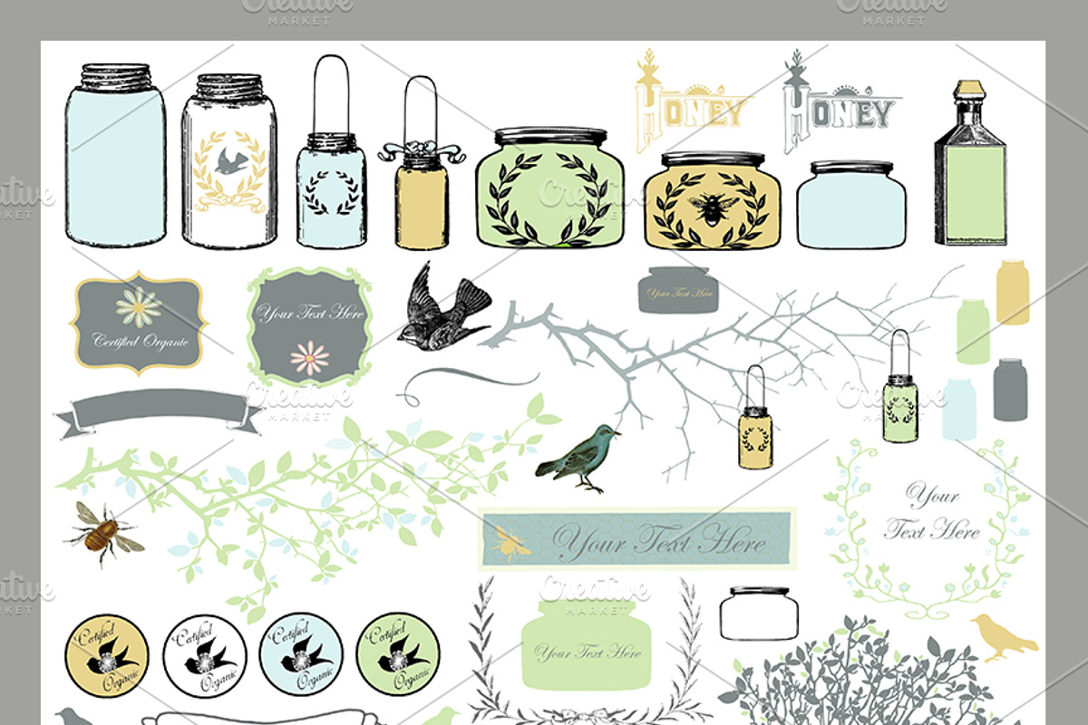 Certified Organic Vector Design Kit, an Illustration by Le Paper Cafe (Photo 3 of 5)