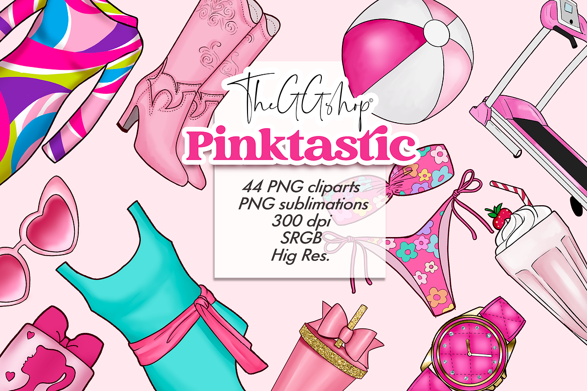 Pink Summer Girl Clipart set, an Object Illustration by The GG Shop (Photo 1 of 7)