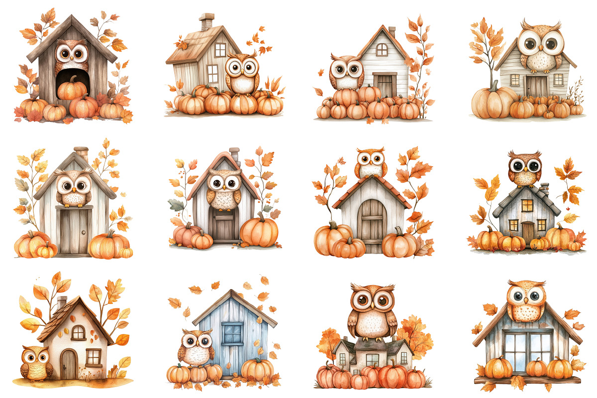 Autumn Owl House Sublimation, an Illustration by CitraGraphics (Photo 2 of 6)