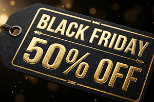3D Black Friday 50 Off Tag Isolated