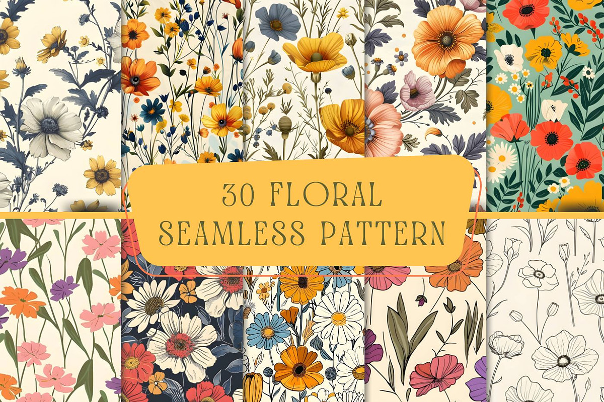 Wildflower Garden Seamless Pattern, a Pattern Graphic by UniqueMe (Photo 1 of 14)