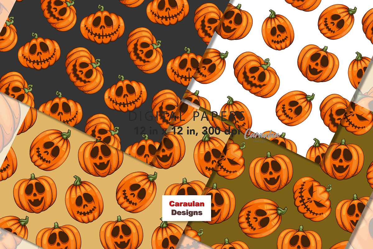 Scary Pumpkins Seamless Patterns, a Pattern Graphic by Serghei Caraulan (Photo 6 of 8)