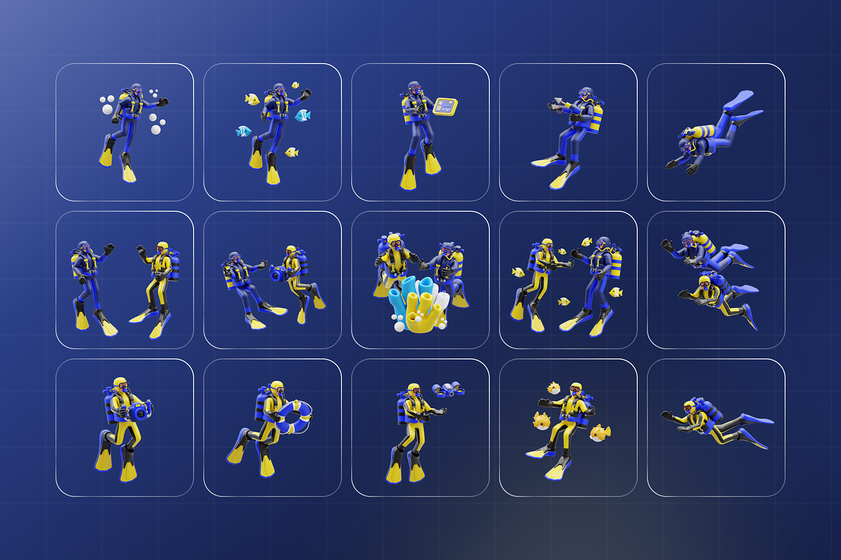 Dive Scenes 3D Character Pack, a Characters & Person 3D Model by Haps Space (Photo 4 of 4)