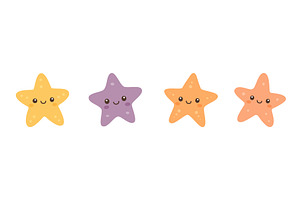 Set of colorful starfish with, an Animal Illustration by GraphiShop