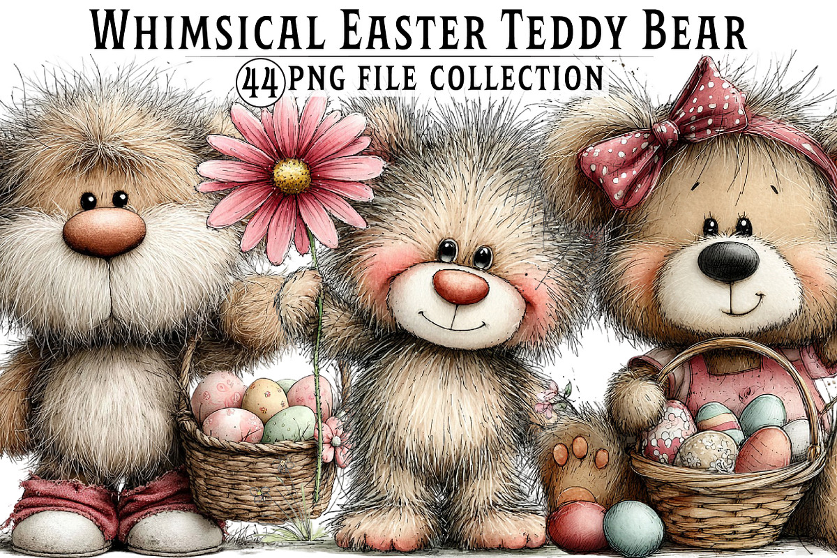 Whimsical Easter Teddy Bear Clipart, an Illustration by Dream Creation (Photo 1 of 8)