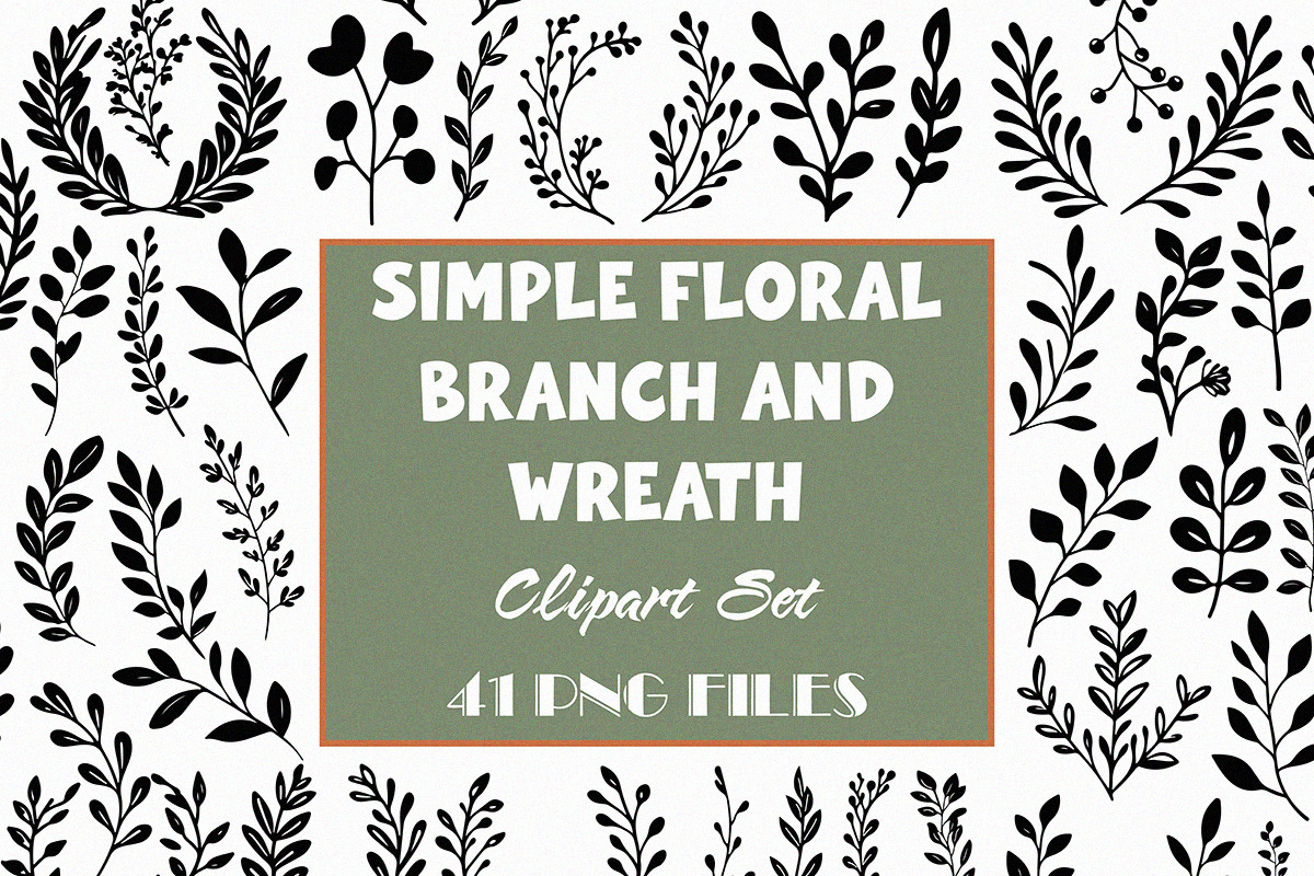 Simple Floral Branch and Wreath Set, an Object Graphic by DesignBTF (Photo 1 of 5)