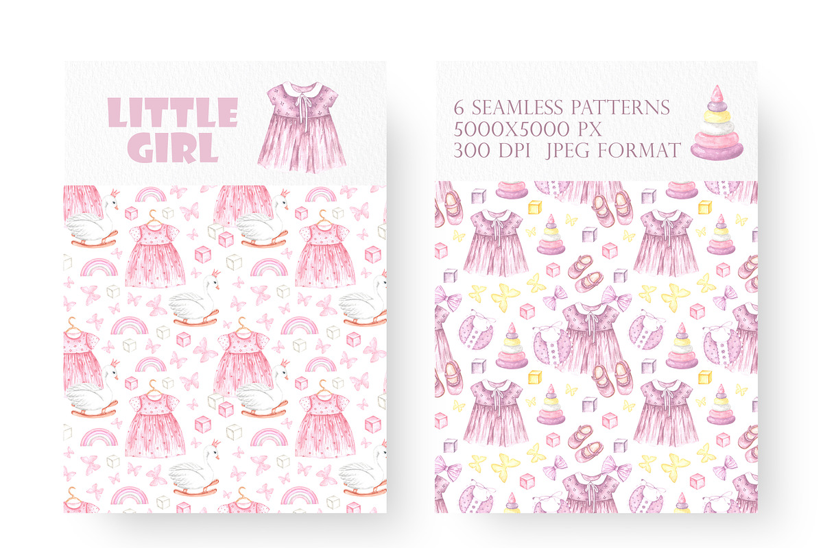 Little girl watercolor set. Nursery, a Person Illustration by SabinaWatercolorArt (Photo 5 of 15)