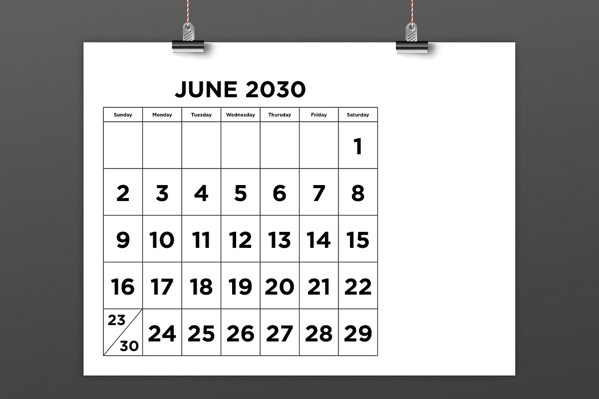 2030 Large Number 8.5x11 Calendar, a Stationery Template by Running With Foxes (Photo 3 of 5)