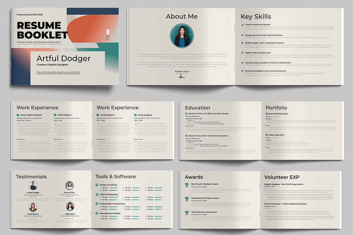 Minimalist Resume Booklet Template, a Resume Template by MightyDesign (Photo 1 of 9)