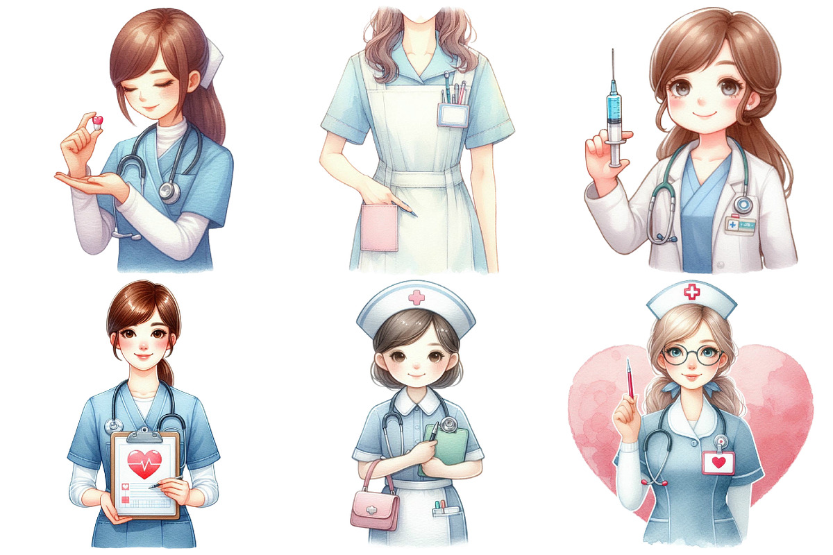 Cute Coquette Nurse Clipart, an Illustration by Pixels.Craft (Photo 3 of 7)