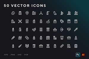 Pharmacy icons, an Outline Icon by Wencory