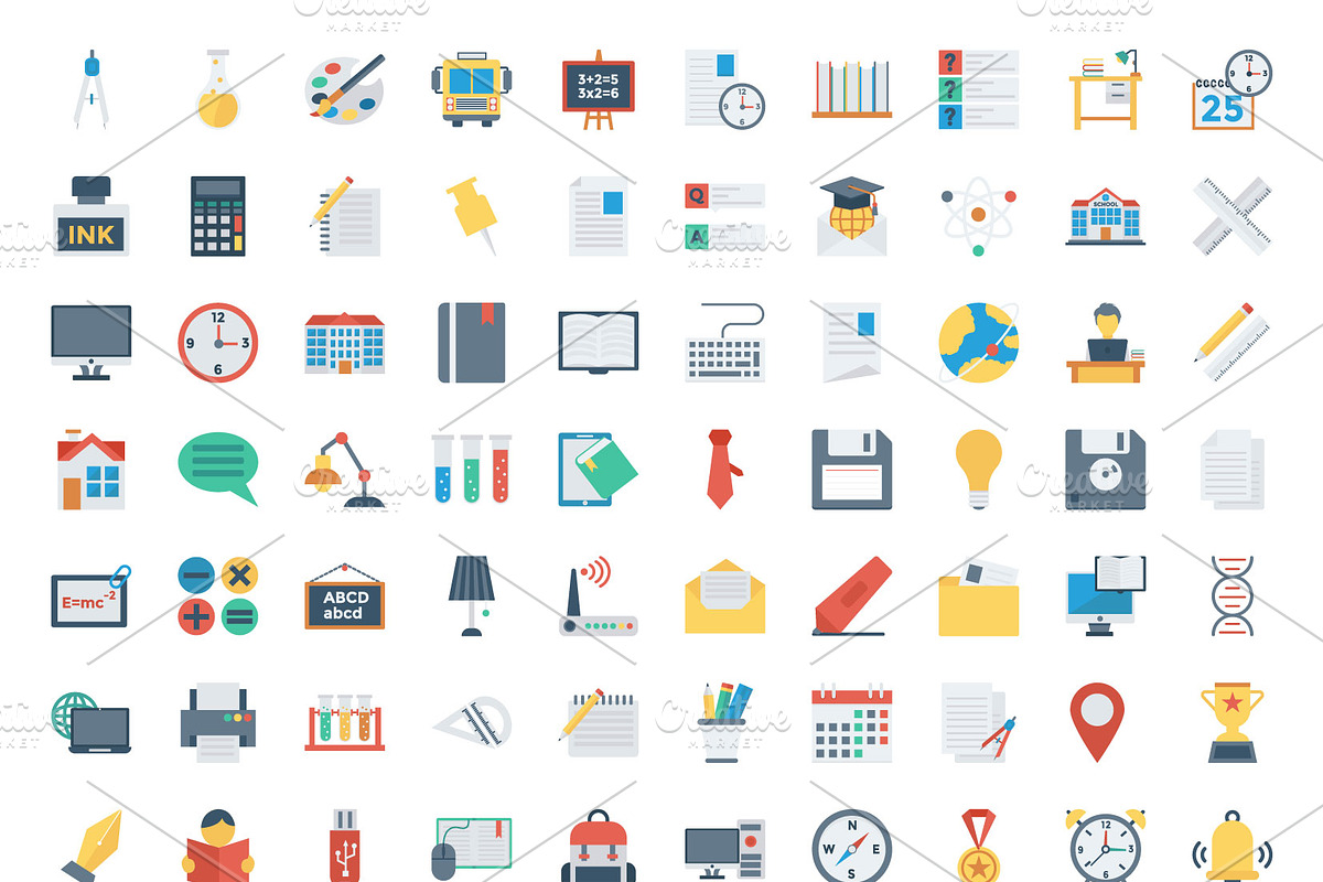 210 Education Flat icons, an Outline Icon by Dinosoftlabs (Photo 2 of 2)