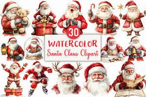 Watercolor Santa Claus Clipart, an Illustration by Craft Nest