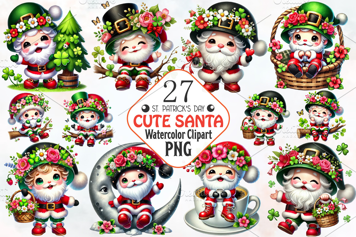St. Patrick's Day Cute Santa Sublima, an Illustration by RobertsArt (Photo 1 of 7)