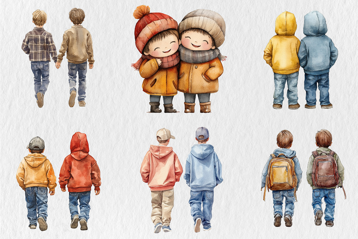 Watercolor Best Friends Clipart, a Person Illustration by Rose Art (Photo 4 of 4)